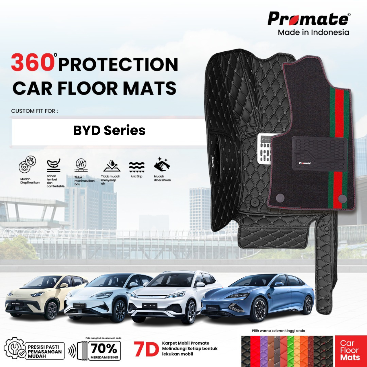 PROMATE Karpet Mobil BYD Series Customfit Premium 7D Fullset Sampai Bagasi