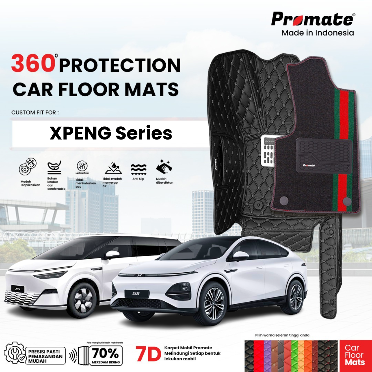 PROMATE Karpet Mobil XPENG Series Customfit Premium 7D Fullset Sampai Bagasi